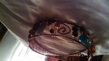 "Spring Forward" Bangle Bracelet Wire Work Gem Stones