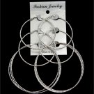 SILVER 3PAIRHOOP EARRINGS