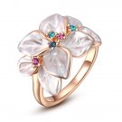 ROXI Woman Classic White Flower Ring Colourful Rhinestone Size 6