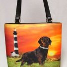 Chocolate Lab Lighthouse Bucket Handbag