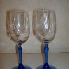 2 Cobalt Blue Wine Goblet Glassware