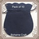 Pack of 10 fine velour black draw string gift bags crafts packaging