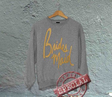 Bridesmaid - Off the Shoulder Slouchy Tee Sweatshirt - Gray with Gold