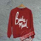 Bridesmaid - Off the Shoulder Slouchy Tee Sweatshirt - Red with White