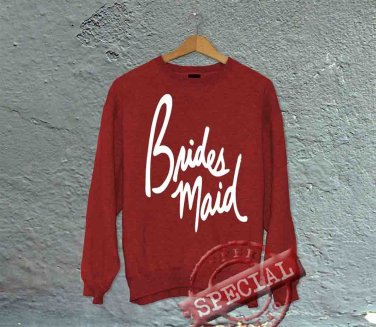 Bridesmaid - Off the Shoulder Slouchy Tee Sweatshirt - Red with White