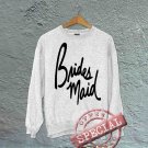Bridesmaid - Off the Shoulder Slouchy Tee Sweatshirt - White with Black