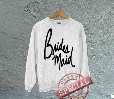 Bridesmaid - Off the Shoulder Slouchy Tee Sweatshirt - White with Black