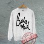 Bridesmaid - Off the Shoulder Slouchy Tee Sweatshirt - White with Black