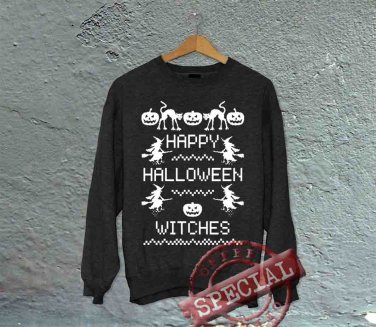 Happy Halloween Witches - Oversized Off the Shoulder Sweatshirt - Black