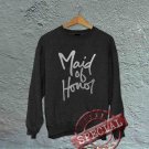 Maid of Honor - Script - Oversized Off the Shoulder Sweatshirt - Black with Silver Print
