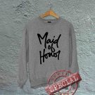 Maid of Honor - Script - Oversized Off the Shoulder Sweatshirt - Gray with Black Print