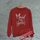 Maid of Honor - Script - Oversized Off the Shoulder Sweatshirt - Red with Silver Print