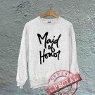 Maid of Honor - Script - Oversized Off the Shoulder Sweatshirt - White with Black Print