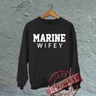 Marine Wifey - Oversized Off the Shoulder Sweatshirt - Black