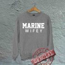 Marine Wifey - Oversized Off the Shoulder Sweatshirt - Gray