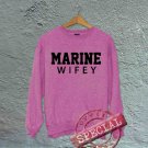 Marine Wifey - Oversized Off the Shoulder Sweatshirt - Pink