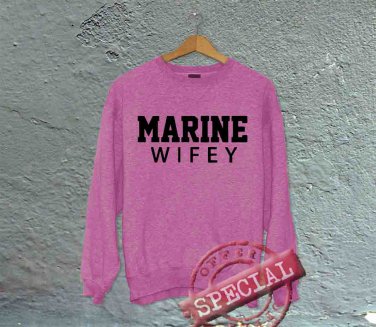 Marine Wifey - Oversized Off the Shoulder Sweatshirt - Pink