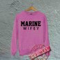 Marine Wifey - Oversized Off the Shoulder Sweatshirt - Pink