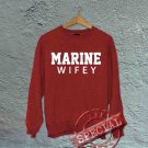 Marine Wifey - Oversized Off the Shoulder Sweatshirt - Red