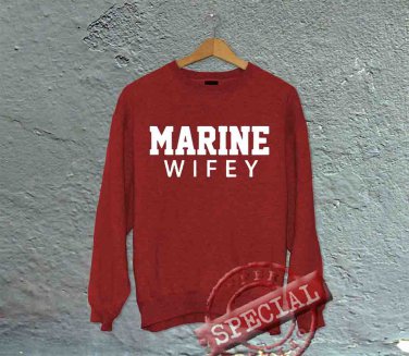Marine Wifey - Oversized Off the Shoulder Sweatshirt - Red