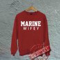 Marine Wifey - Oversized Off the Shoulder Sweatshirt - Red