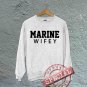 Marine Wifey - Oversized Off the Shoulder Sweatshirt - White