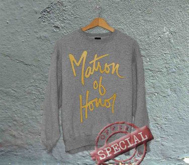 Matron of Honor - Off the Shoulder Slouchy Tee - Gray with Gold