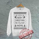 Merry Christmas Ya Filthy Animals - Oversized Off the Shoulder Sweatshirt - White