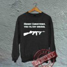 Merry Christmas You Filthy Animal - Oversized Off the Shoulder Sweatshirt - Black
