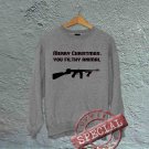 Merry Christmas You Filthy Animal - Oversized Off the Shoulder Sweatshirt - Gray