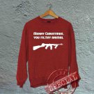 Merry Christmas You Filthy Animals - Oversized Off the Shoulder Sweatshirt - Red