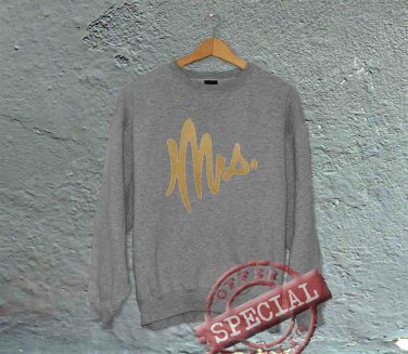 Mrs - Off the Shoulder Slouchy Tee - Gray with Gold