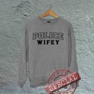 Police Wifey - Oversized Off the Shoulder Sweatshirt - Gray