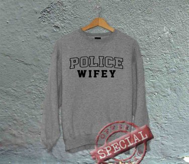 Police Wifey - Oversized Off the Shoulder Sweatshirt - Gray