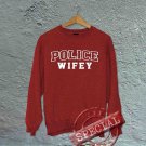 Police Wifey - Oversized Off the Shoulder Sweatshirt - Red