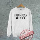 Police Wifey - Oversized Off the Shoulder Sweatshirt - White