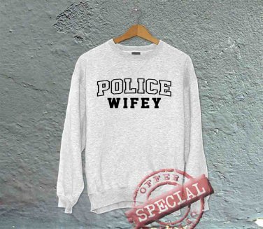 Police Wifey - Oversized Off the Shoulder Sweatshirt - White