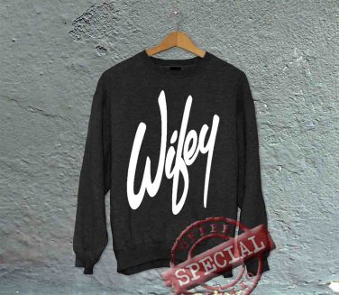 Wifey - Oversized Off the Shoulder Sweatshirt - Black