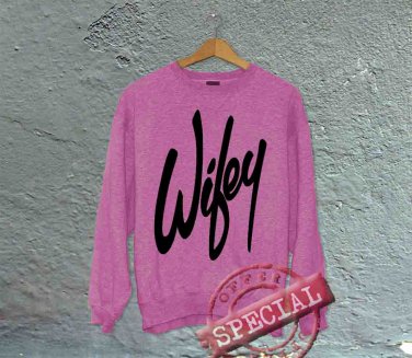 Wifey - Oversized Off the Shoulder Sweatshirt - Pink