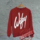 Wifey - Oversized Off the Shoulder Sweatshirt - Red