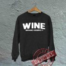 Wine - Because I Deserve It - Oversized Off the Shoulder Sweatshirt - Black