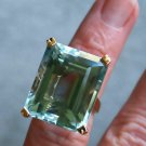 Cultured Aquamarine 20 Carat  Brass Ring Solitaire  Prong Style  Size 6 & 7