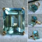 Cultured Aquamarine 20 Carat Brass Ring Solitaire Prong Style Size 7 & 8