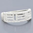 Women's Ring 6M Wide 14K White Gold 2Grams  Round Diamonds SI-H 0.33Ca Pave Setting