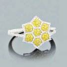 MULTIPLE STONES  Women's Ring Cluster 7M 3G White Gold Yellow Round Diamonds 0.46 Carat Prongs