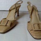 NEW TWIST womans size 8.5 M reptile imprint tan sling backs with buckle bow NEW