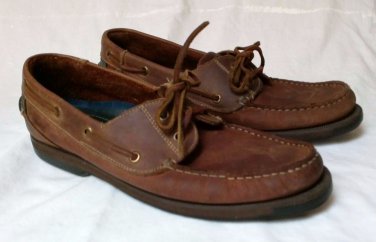 IVORY CREW mens size 10 M brown lace up leather loafers EUC