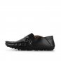 Men's Leather Moccasin Black Loafers Shoes with Buckle