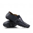 Men's Leather Moccasin Gray Loafers Shoes with Buckle