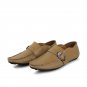 Men's Leather Moccasin Beige Loafers Shoes with Buckle